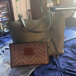 Coach Olive Green Purse + wristlet
